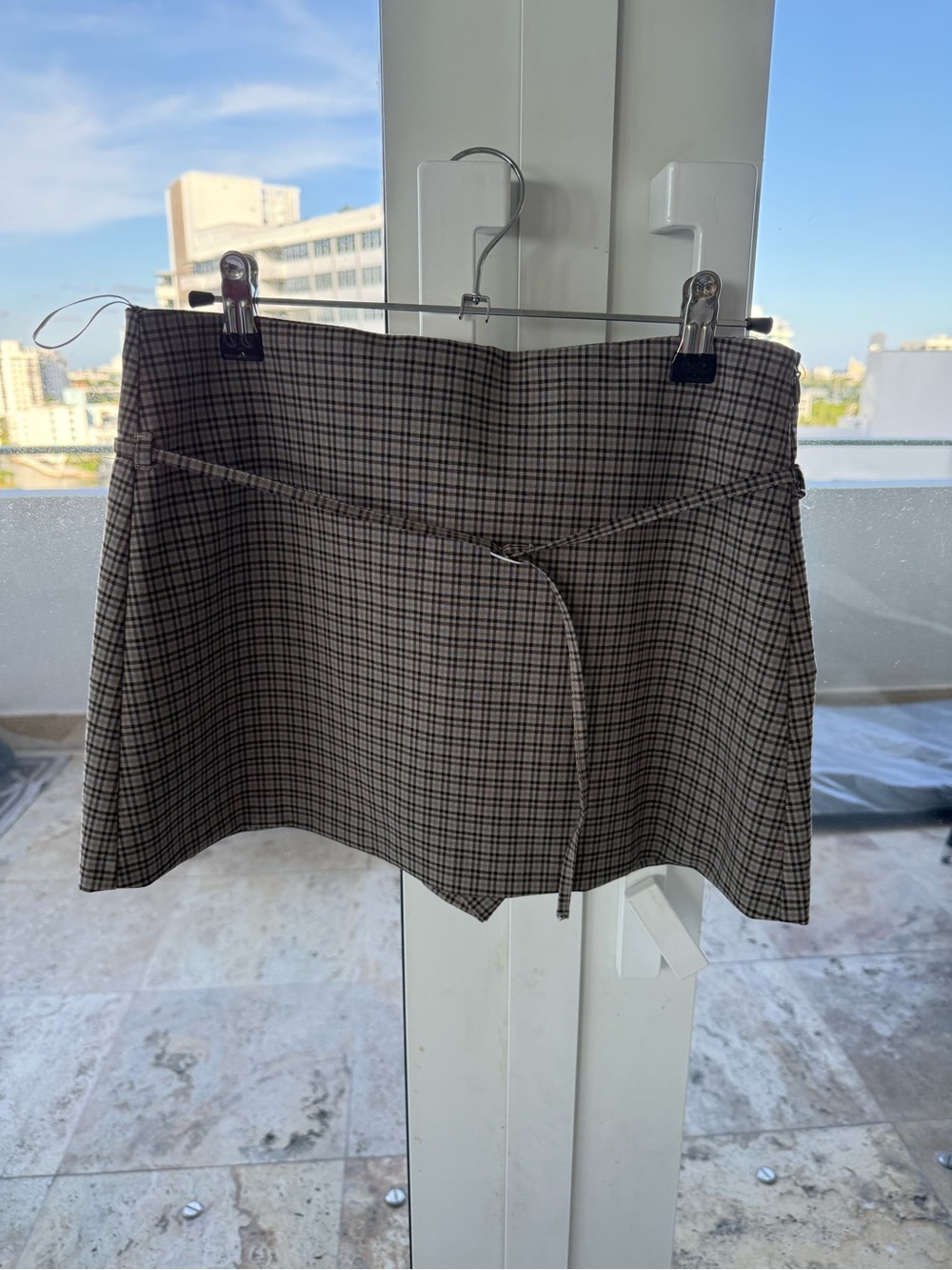 Brown Plaid Mini Skirt